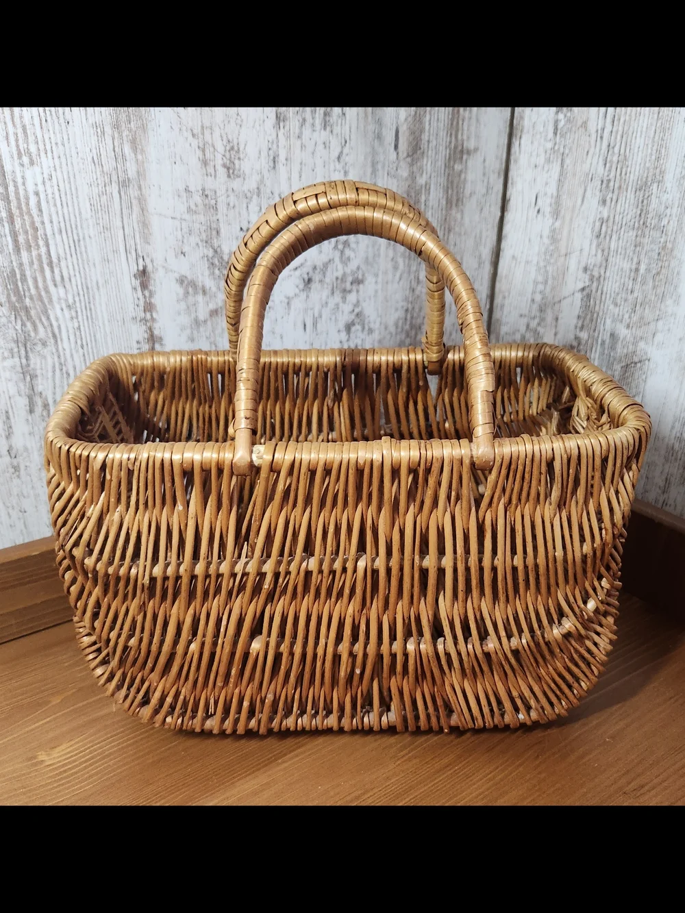 Woven Rattan Woven Natural Basket Tote in Natural Brown Handles Purse